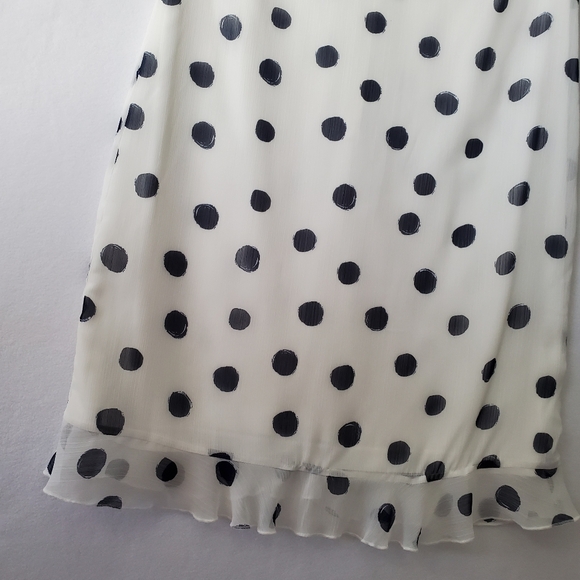 Karl Lagerfeld Paris Dress Womens‎ 10 Sheath Ivory Navy Polka Dot Lace Ruffle - Picture 10 of 16